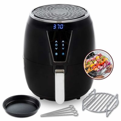 Aria Teflon-Free 5 Qt. Ceramic Air Fryer with Recipe Book, White