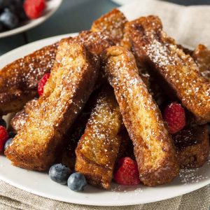 Homemade French Toast Sticks with Maple Syrup
